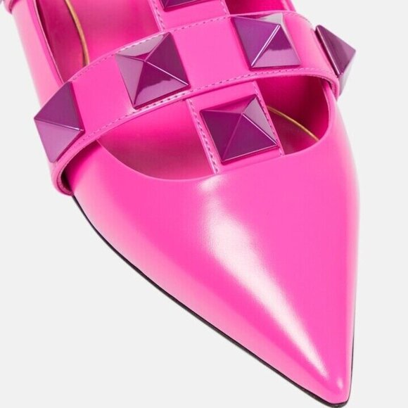 Valentino Garavani Roman Stud Ankle Strap Mule Vlogo Rockstud Cage Flat 36.5/ 38 - Picture 3 of 12